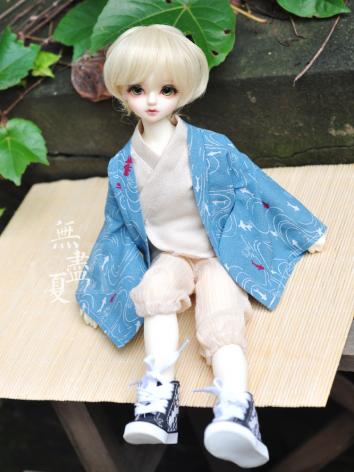 BJD Clothes Boy Blue Kimono Style Casual Suit for MSD size Ball-jointed Doll 