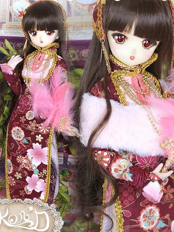 1/4 BJD Clothes Girl Red Cheongsam Dress Set for MSD/MDD size Ball-jointed Doll
