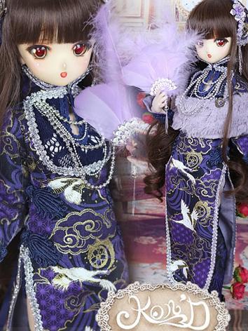 1/4 BJD Clothes Girl Blue Cheongsam Dress Set for MSD/MDD size Ball-jointed Doll