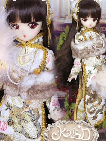1/4 BJD Clothes Girl Gold Cheongsam Dress Set for MSD/MDD size Ball-jointed Doll