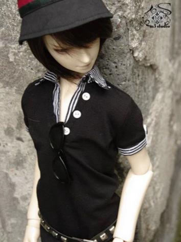 BJD Clothes Boy Black T-shi...