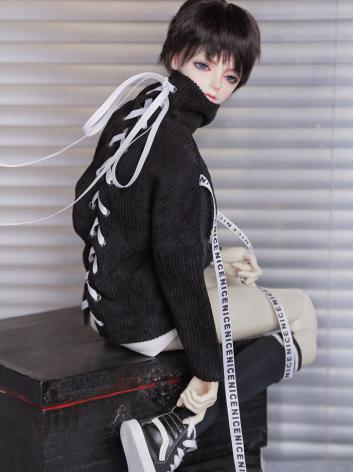 BJD Clothes Boy Black/Red Sweater Top Outfit for SD/70CM Ball-jointed Doll