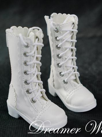 BJD 1/3 1/4 Shoes Girl Female White High Boots Shoes for SD/MSD Ball-jointed Doll