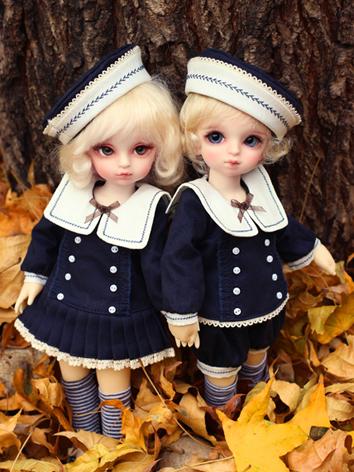 BJD Clothes Boy/Girl Dark blue/Wine Sailor Set for YOSD Ball-jointed Doll