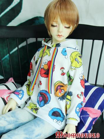 BJD Clothes Boy/Girl White Printed T-shirt Top for 70cm/SD/MSD Ball-jointed Doll