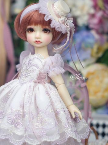 BJD Clothes 1/6 Girl Lavender Dress Set for YOSD Ball-jointed Doll