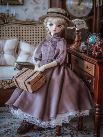 1/3 1/4 Clothes BJD Girl Purple Retro Dress for SD/MSD Ball-jointed Doll