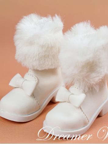 BJD 1/3 1/4 Shoes Girl White Snow Boots for SD/MSD Ball-jointed Doll