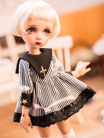 BJD Clothes Girl Striped Dress+Socks Suit Set for YOSD Ball-jointed Doll