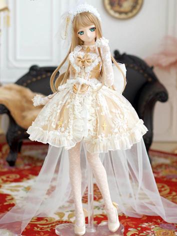 1/3 SD DD Clothes Girl Gothic Champagne Dress for SD/DD Size Ball-jointed Doll