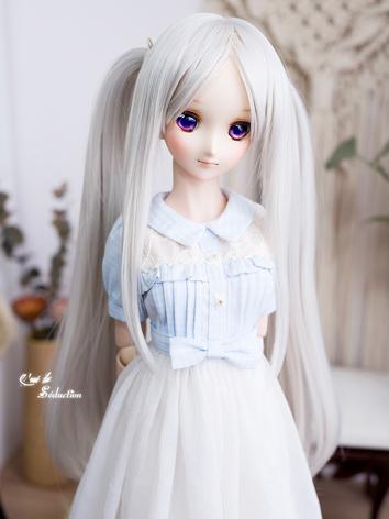 BJD Girl Wig Silver White Twin Tail Hair for SD Size Ball-jointed Doll
