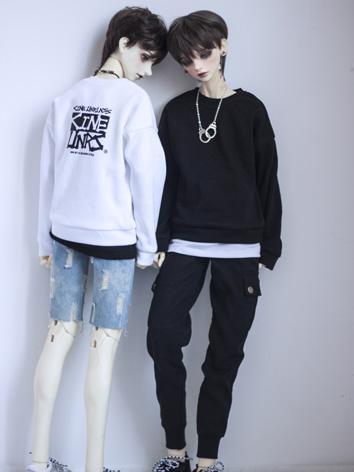 BJD Outfit 1/3 1/4 70cm Boy/Girl White/Black T-shirt Hoody for MSD/SD/70cm Size Ball-jointed Doll