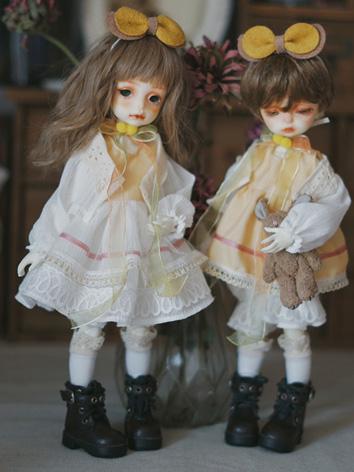 BJD Clothes Girl/Boy White and Orange Dress Suit for YOSD Ball-jointed Doll 