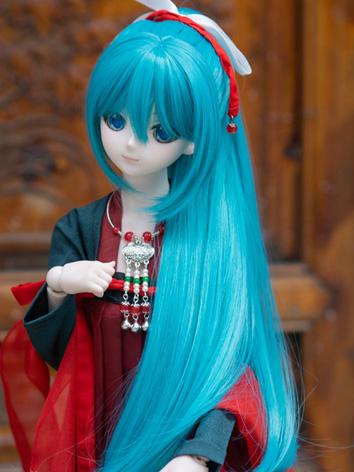 BJD Wig Girl Blue Single Horsetail Hair for SD Size Ball-jointed Doll