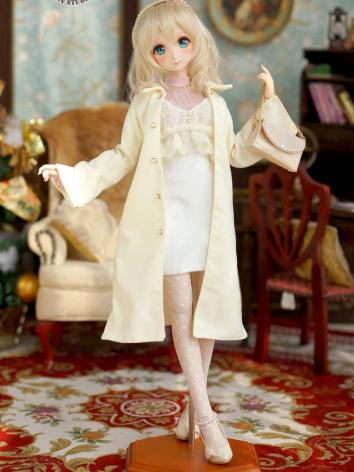 1/3 SD DD Clothes Girl Beight/Dark blue/White Coat Set for SD/DD Size Ball-jointed Doll 