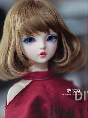 BJD Wig Girl Flaxen Short Hair Wig for SD/MSD Size Ball-jointed Doll