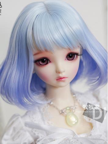 BJD Wig Girl Blue Short Hair Wig for SD/MSD Size Ball-jointed Doll