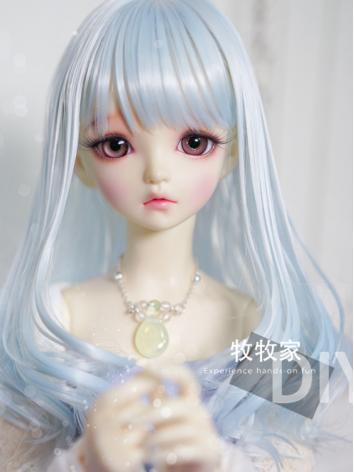 BJD Wig Girl Light Blue Long Hair for SD Size Ball-jointed Doll