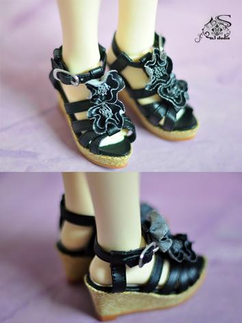 Bjd Girl/Female Black Sandals Wedge Heels Shoes for SD16/SD13/SD10 Ball-jointed Doll