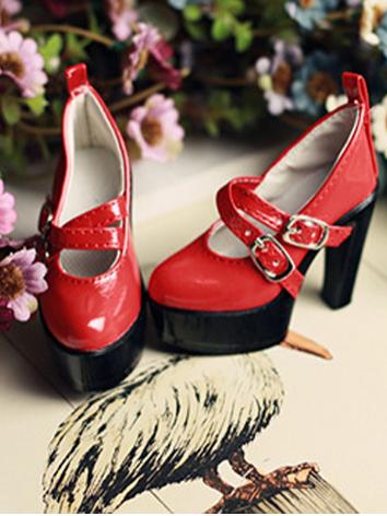 1/3 Shoes Girl Red High-heel Shoes for SD Size Ball-jointed Doll