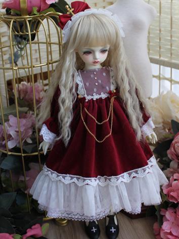 BJD Clothes Girl Wine Western Style Dress for SD/MSD/YOSD/Blythe Size Ball-jointed Doll