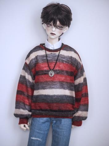BJD Outfit 1/4 1/3 70cm Clothes Brown&Beige&Red&Grey Strip Sweater A299 for MSD/SD/70cm Size Ball-jointed Doll