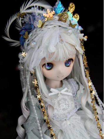 BJD Wig Girl White Ancient Styled Wig Hair for MSD/SD/1/2 Size Ball-jointed Doll