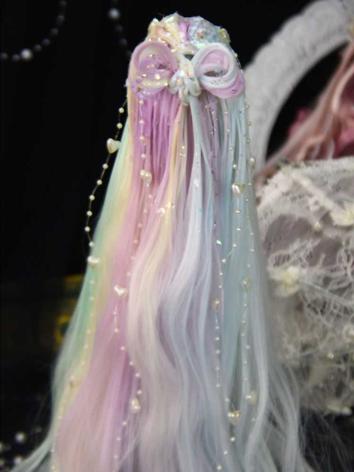 BJD Wig Girl Pink&Blue&White Long Hair for YOSD/MSD/SD/1/2 Size Ball-jointed Doll(Princess Series)