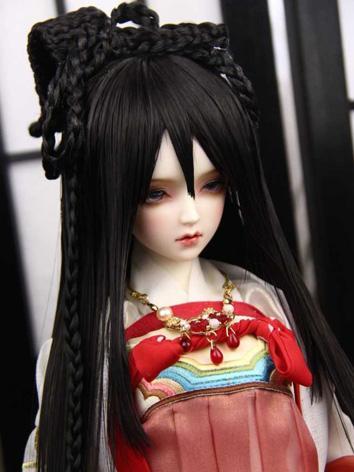 BJD Wig Black Ancient Style Long Hair with Bangs for YOSD/MSD/SD/1/2 Size Ball-jointed Doll