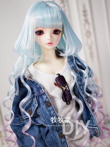 BJD Wig Girl Blue Straight&Curly Long Hair for SD/MSD/YOSD Size Ball-jointed Doll