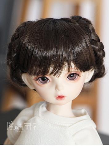 BJD Wig Girl Brown Updo Braid Hair for SD/MSD/YOSD Size Ball-jointed Doll