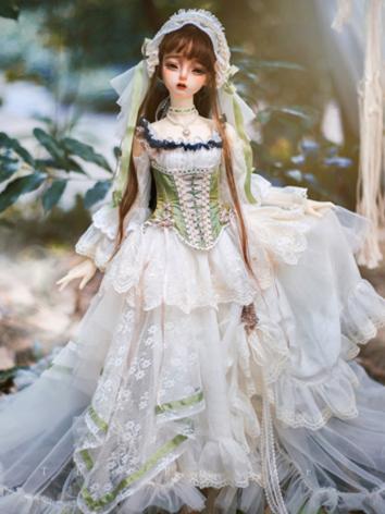 BJD 1/3 1/4 Clothes Girl White&Green Dress Suit for SD16/SD/MSD Ball-jointed Doll