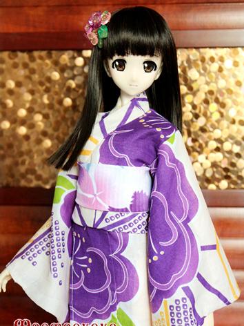 BJD Clothes Girl Purple Printed Yukata Kimino Outfit for SD/MSD size Ball-jointed Doll