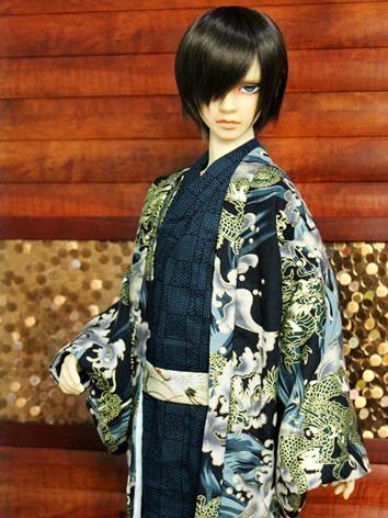 BJD Clothes Boy Black Yukata Kimino Outfit for 70cm/SD/MSD size Ball-jointed Doll