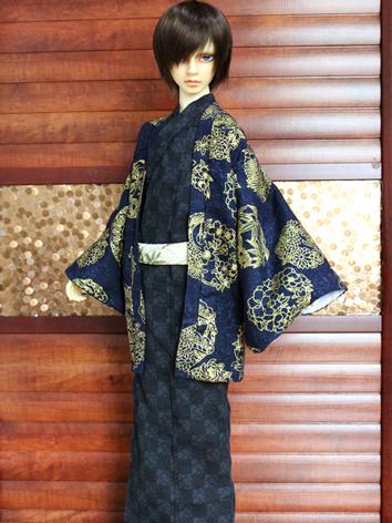BJD Clothes Boy Blue Yukata Kimino Outfit for 70cm/SD/MSD size Ball-jointed Doll