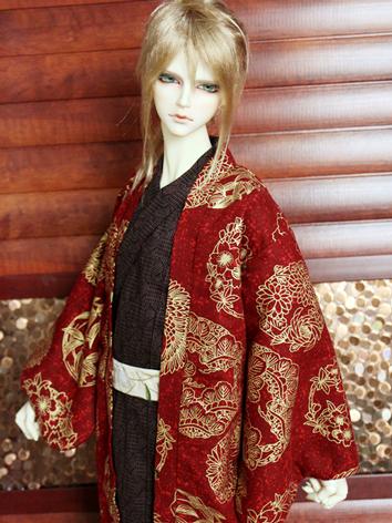 BJD Clothes Boy Red Yukata Kimino Outfit for 70cm/SD/MSD size Ball-jointed Doll