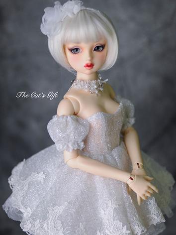 BJD Clothes Girl White Short Western Dress Outfit for SD Ball-jointed Doll