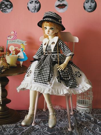 BJD Clothes Girl Black And White Grid  Dress for SD/MSD/DSD/YOSD Ball-jointed Doll