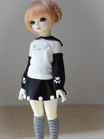 BJD Clothes Girl Pink/Black Hoodie and Skirt Suit for MSD/YOSD Ball-jointed Doll