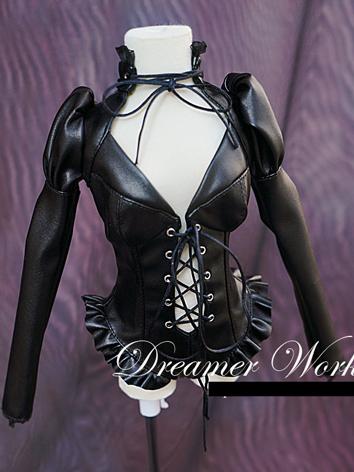 BJD Clothes Female Black Punk Leather Coat for SD Ball-jointed Doll
