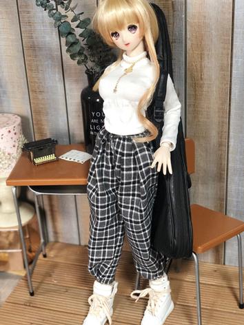 1/3 1/4 Girl Clothes White&Black Grid Trousers for SD/DD/MSD Size Ball-jointed Doll