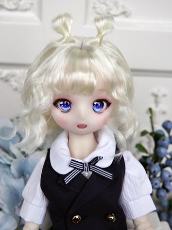 BJD Wig Girl Milky White Long Curly Hair for MSD Size Ball-jointed Doll