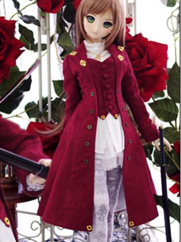 BJD Clothes Girl Red Coat and Dress Army Uniform Suit for SD/DD Ball-jointed Doll