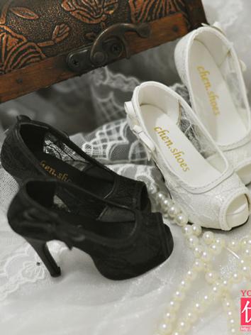 BJD Girl/Female Black/White High-heel Shoes for SD size Ball-jointed Doll
