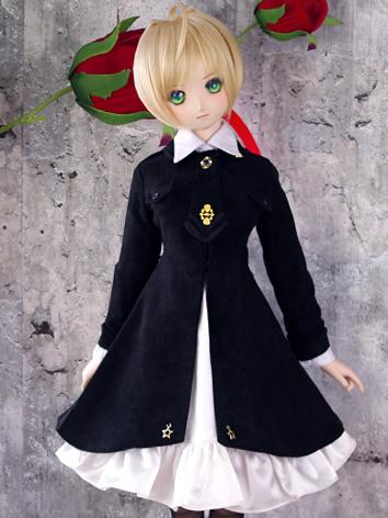BJD Clothes Girl Black Coat and Dress Army Uniform Suit for SD/DD Ball-jointed Doll