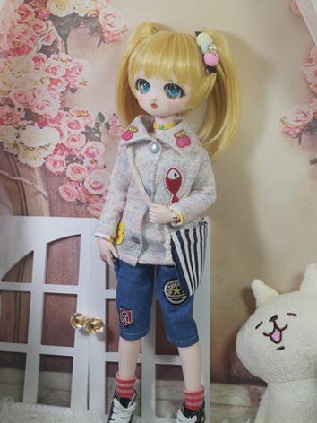 BJD Clothes Girl Gray Sweater and Blue Shorts Suit for MSD Ball-jointed Doll
