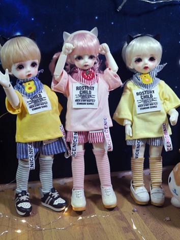 BJD Clothes Yellow/Pink Coat and Shorts Suit for YOSD Ball-jointed Doll
