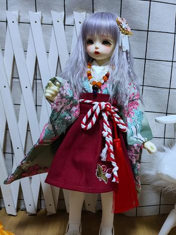 BJD Clothes Pink Printed Kimono Suit for DSD Ball-jointed Doll