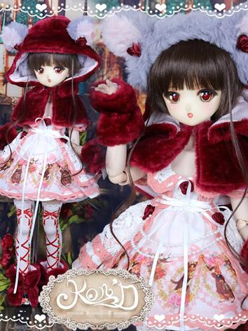 1/4 BJD Clothes Girl Red Dress Suit for MSD/MDD size Ball-jointed Doll