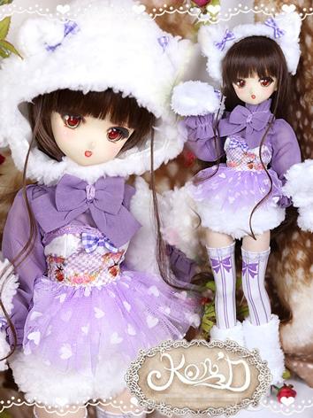 1/4 BJD Clothes Girl Purple Coat and Skirt Suit for MSD/MDD size Ball-jointed Doll
